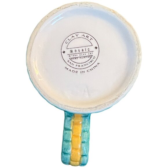 HTF Pair of Collectible Vtg 1994 CLAY ART Mosaic Fish Mugs Hand-Painted Ceramic - Picture 15 of 16